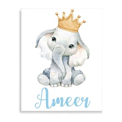Elephant With Crown Canvas