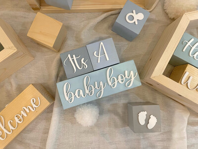 Baby Blocks Set “Its A Baby Boy/Girl”
