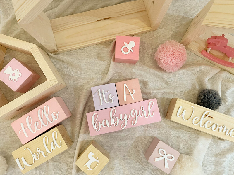 Baby Blocks Set “Its A Baby Boy/Girl”