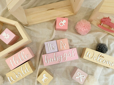 Baby Blocks Set “Its A Baby Boy/Girl”
