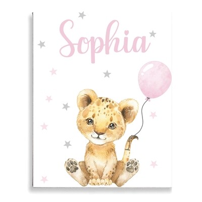 Baby Lion with Balloon Canvas