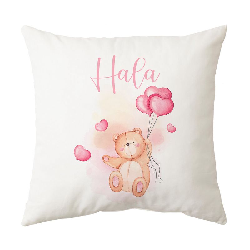 Teddy with Heart Balloons Cushion