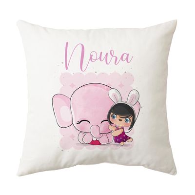 Girl &amp; big Elephant Cushion