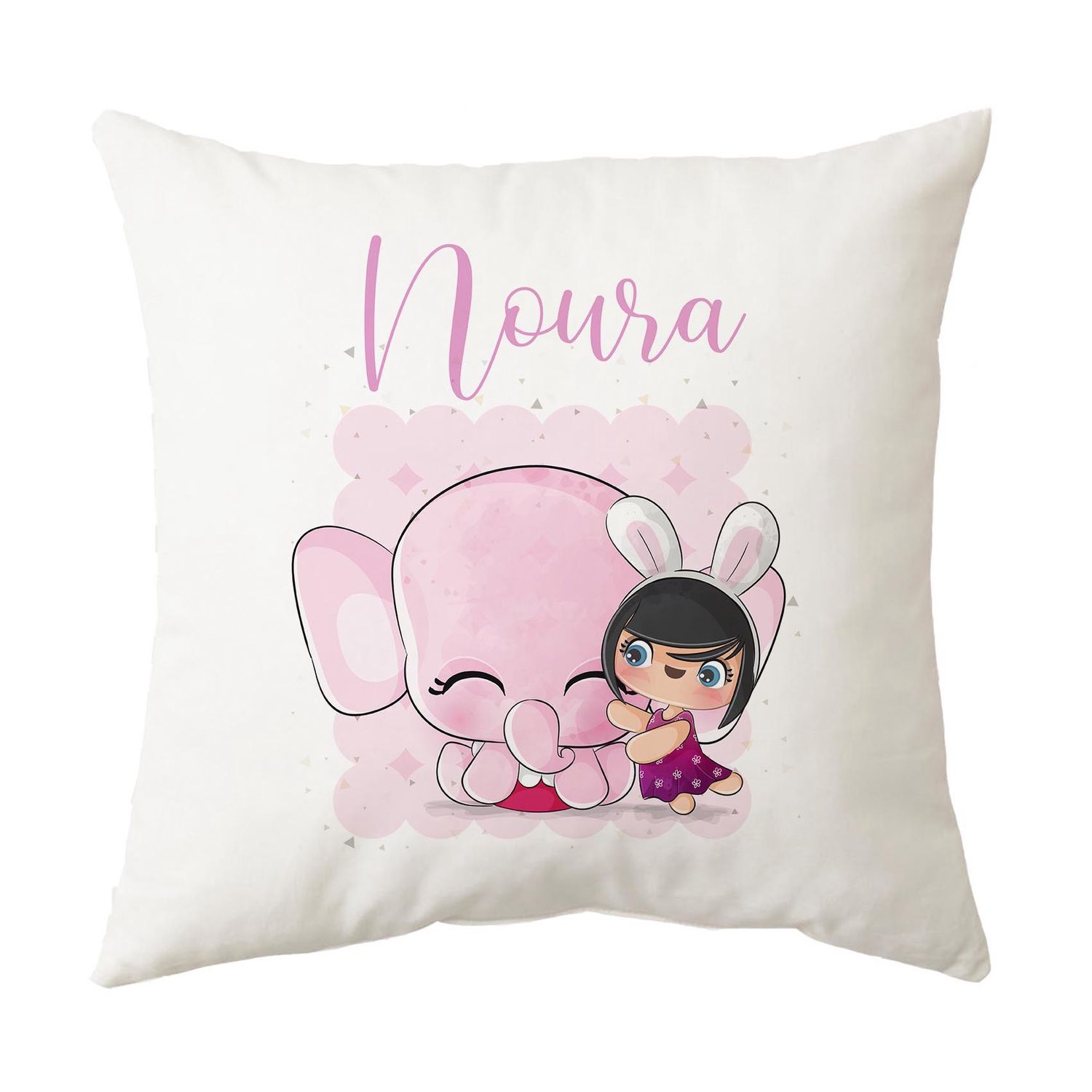 Girl &amp; big Elephant Cushion