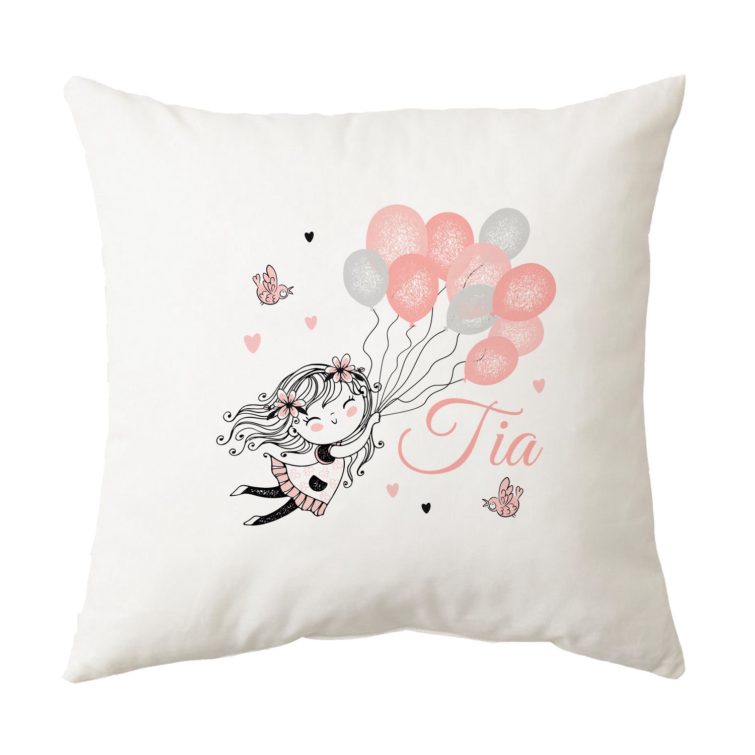 Doodle Girl &amp;Balloons Cushion
