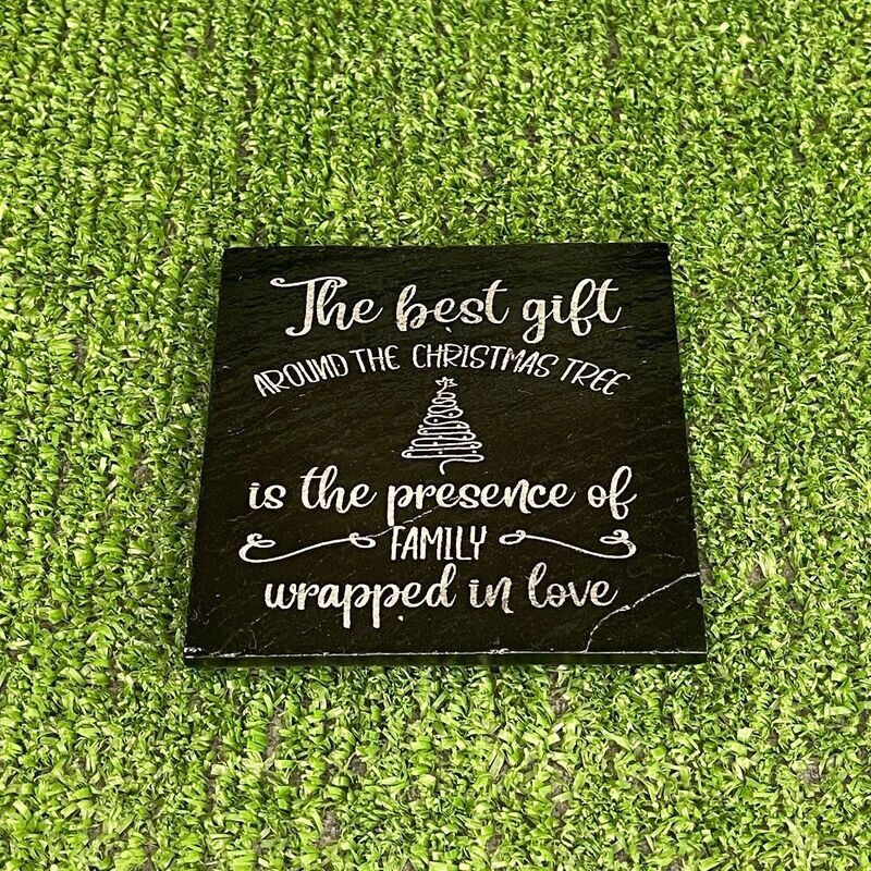 The Best Gift Christmas Slate Coaster