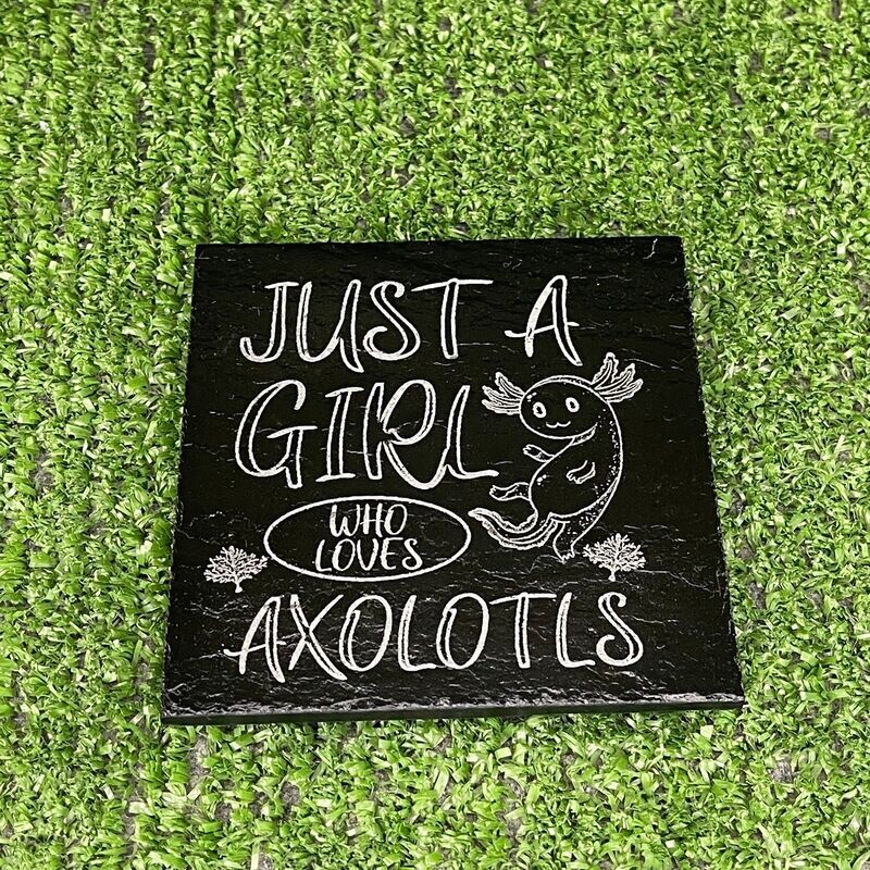 Just Girl Axolotl Slate Coaster