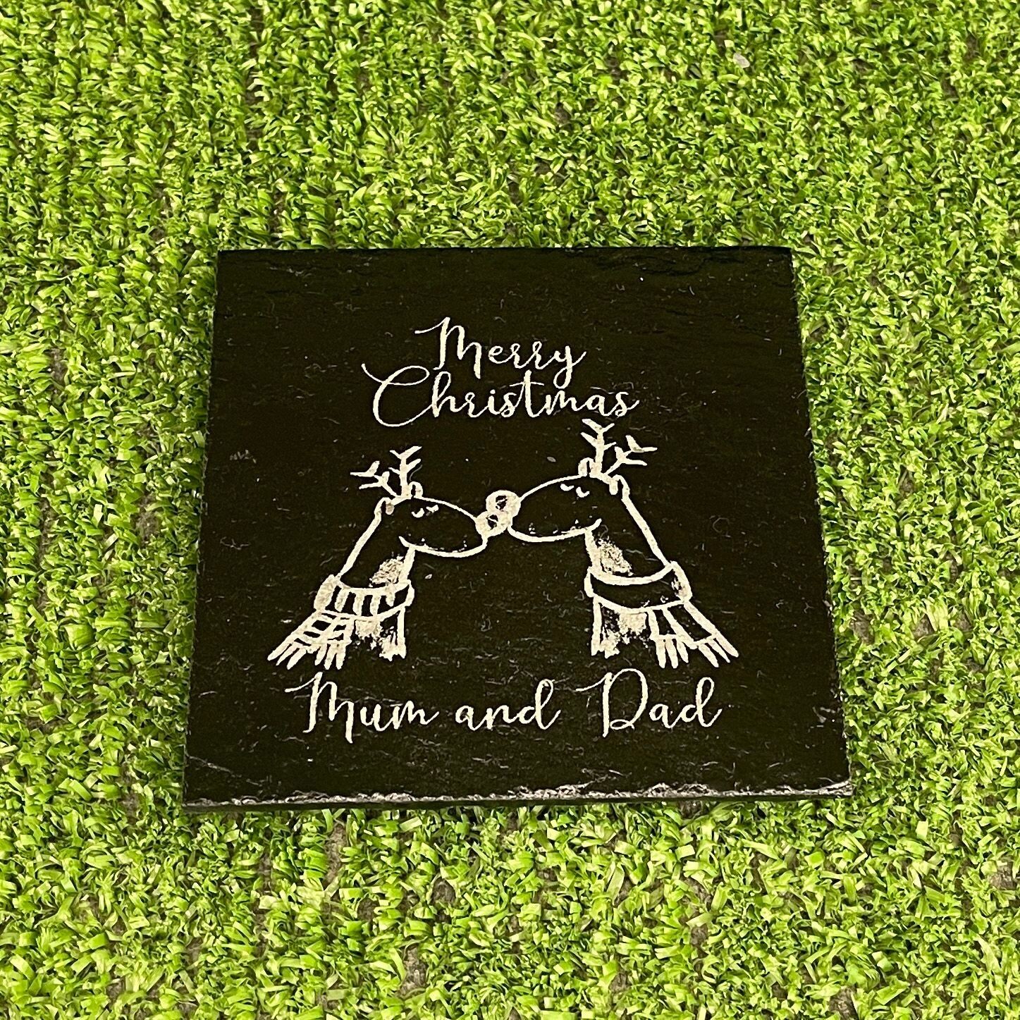 Mum & Dad Slate Christmas Coaster Gift