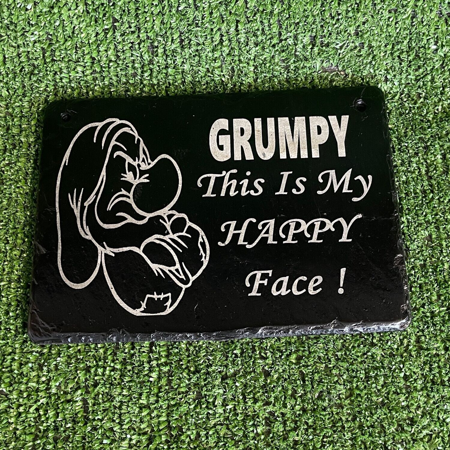 Grumpy Face slate sign