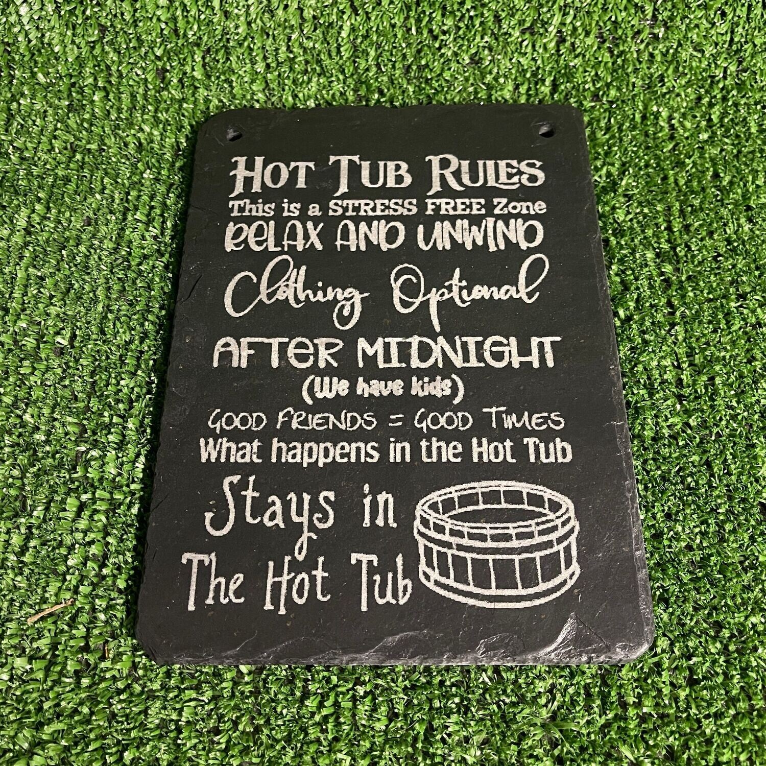 Hot Tub Rules Slate Sign