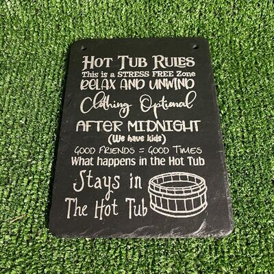 Hot Tub Rules Slate Sign Hot Tub Rules Slate Sign