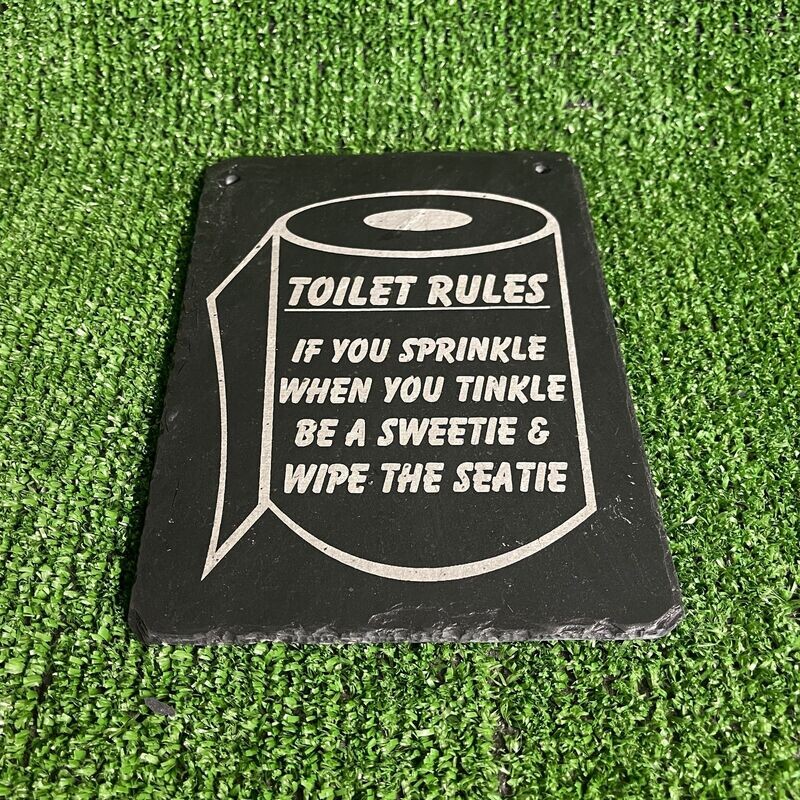 Toilet Rules 2 Slate Sign