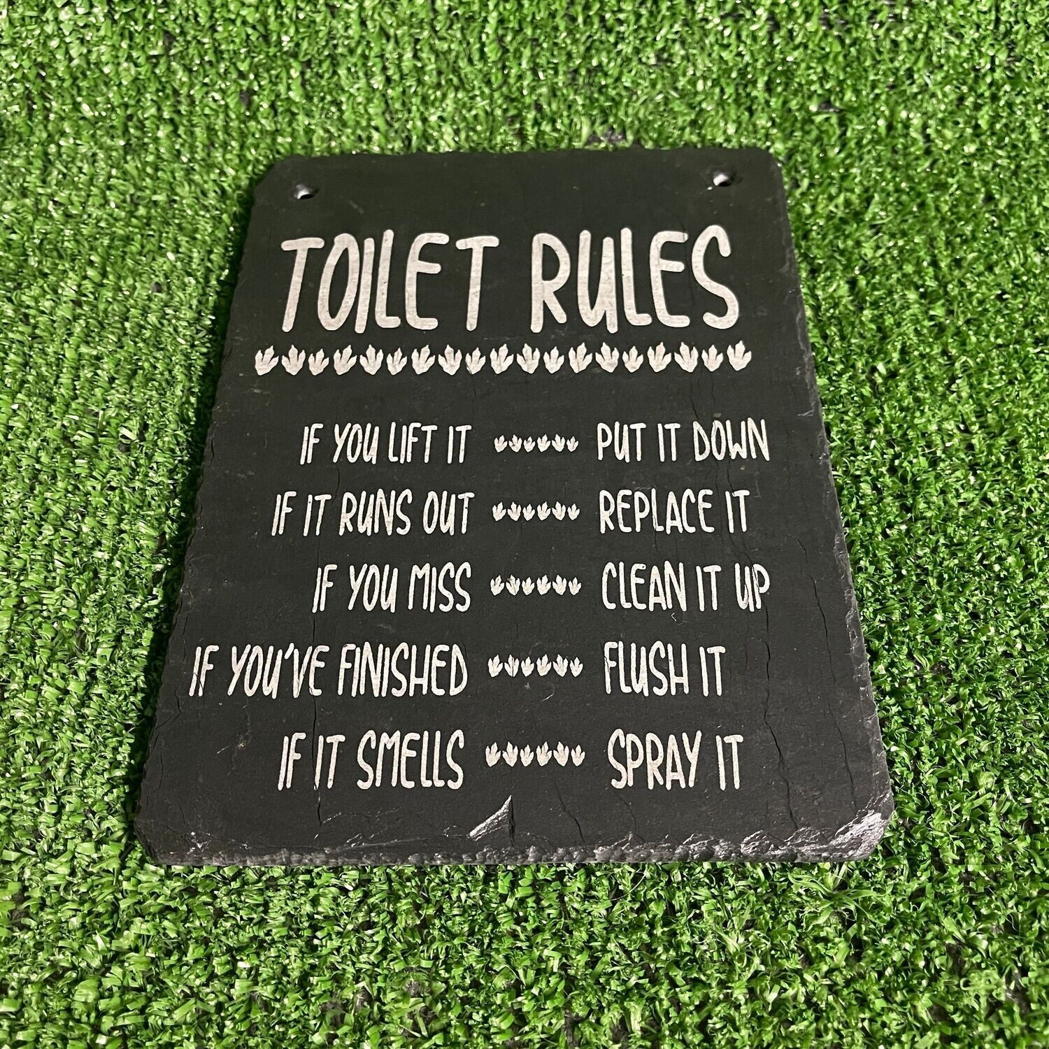 Toilet Rules Slate Sign