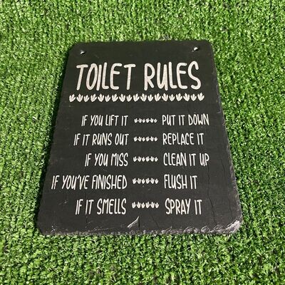 Toilet Rules Slate Sign