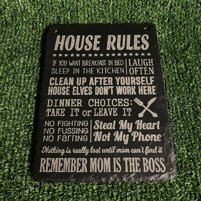 House Rules Slate Sign