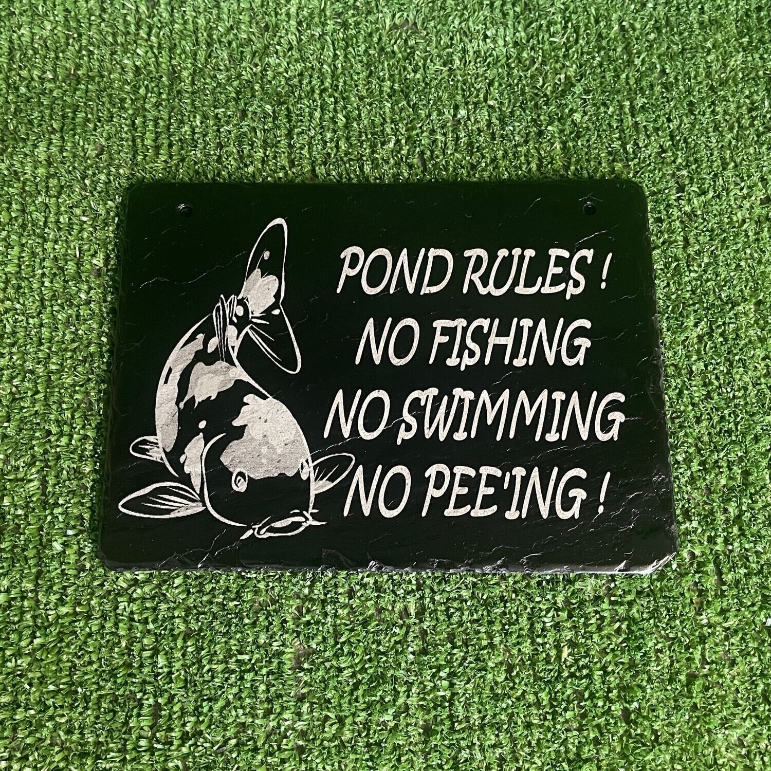 30x20cm Pond Rules Slate Sign