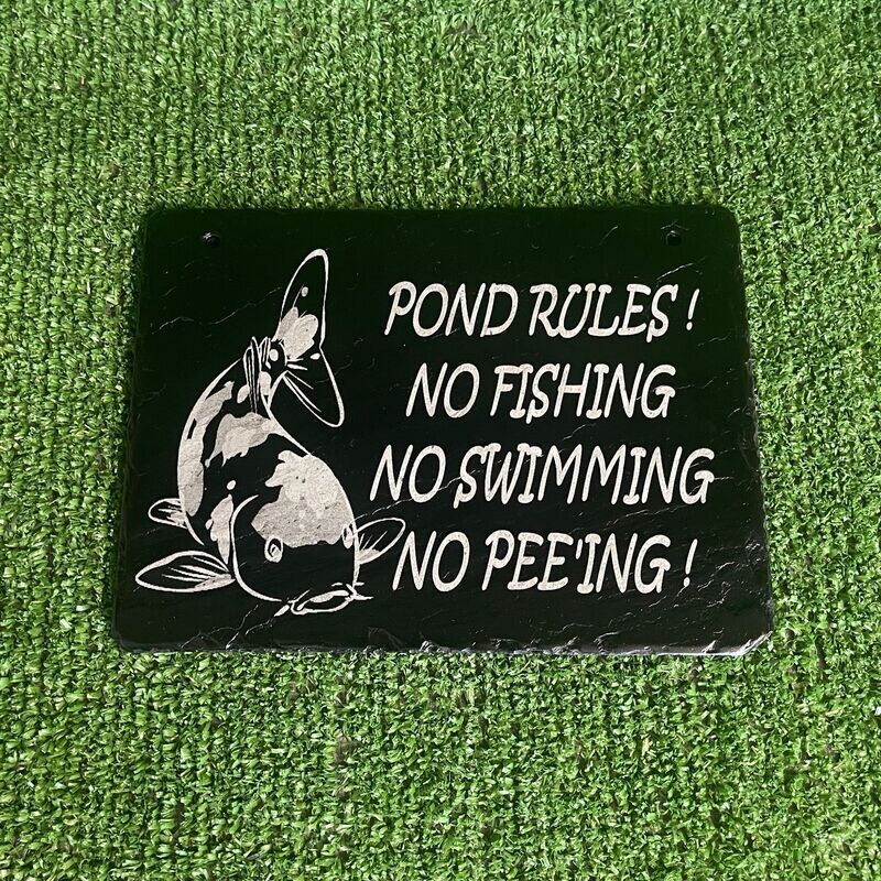 30x20cm Pond Rules Slate Sign