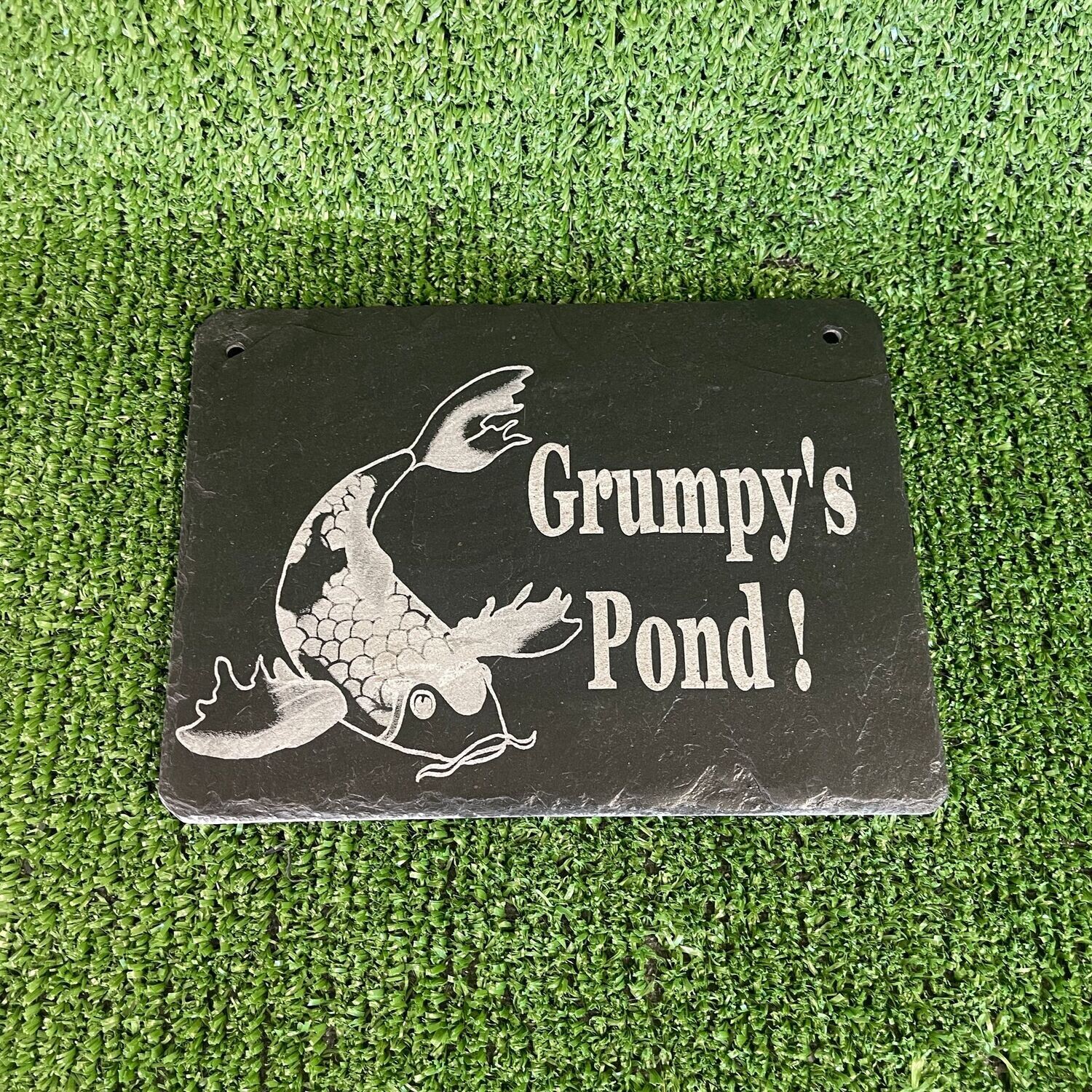 30x20cm Slate Pond Sign "Grumpy's Pond"