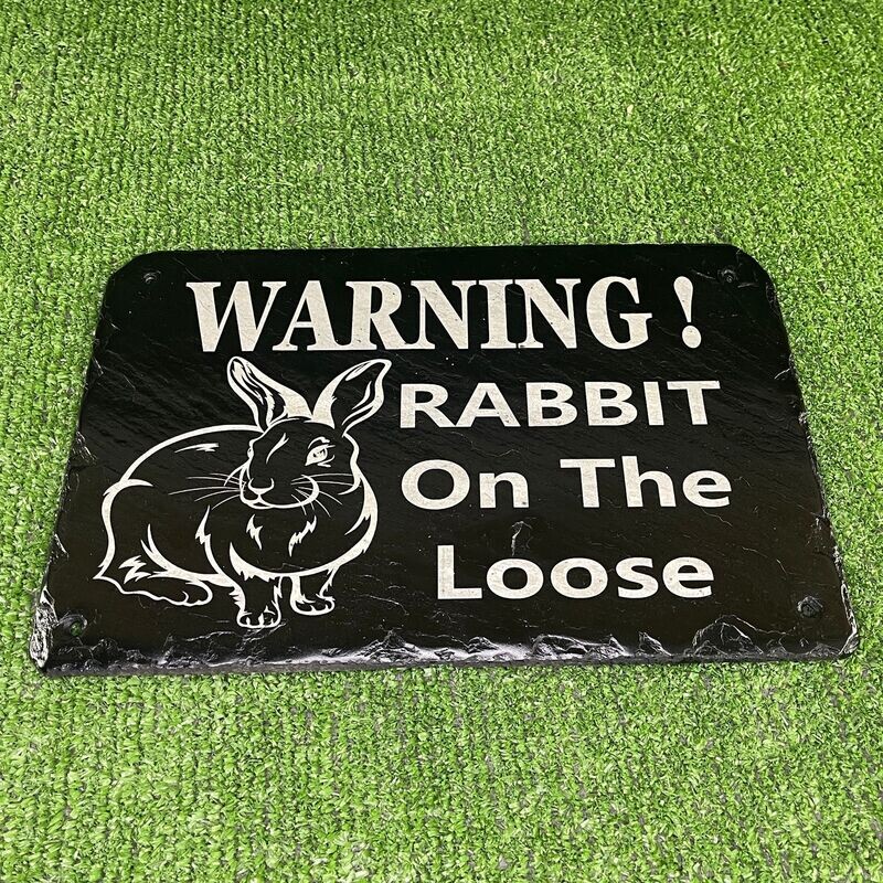 RABBIT Slate Warning Sign 30x20cm