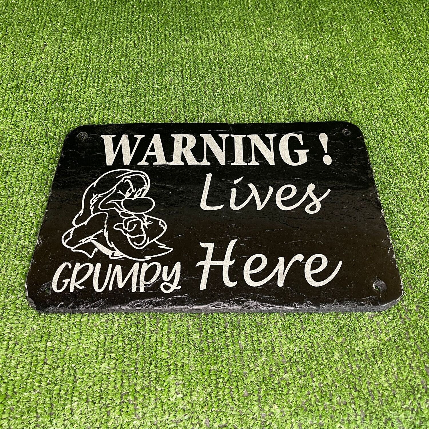 GRUMPY Live's Here Slate Sign 20x15cm