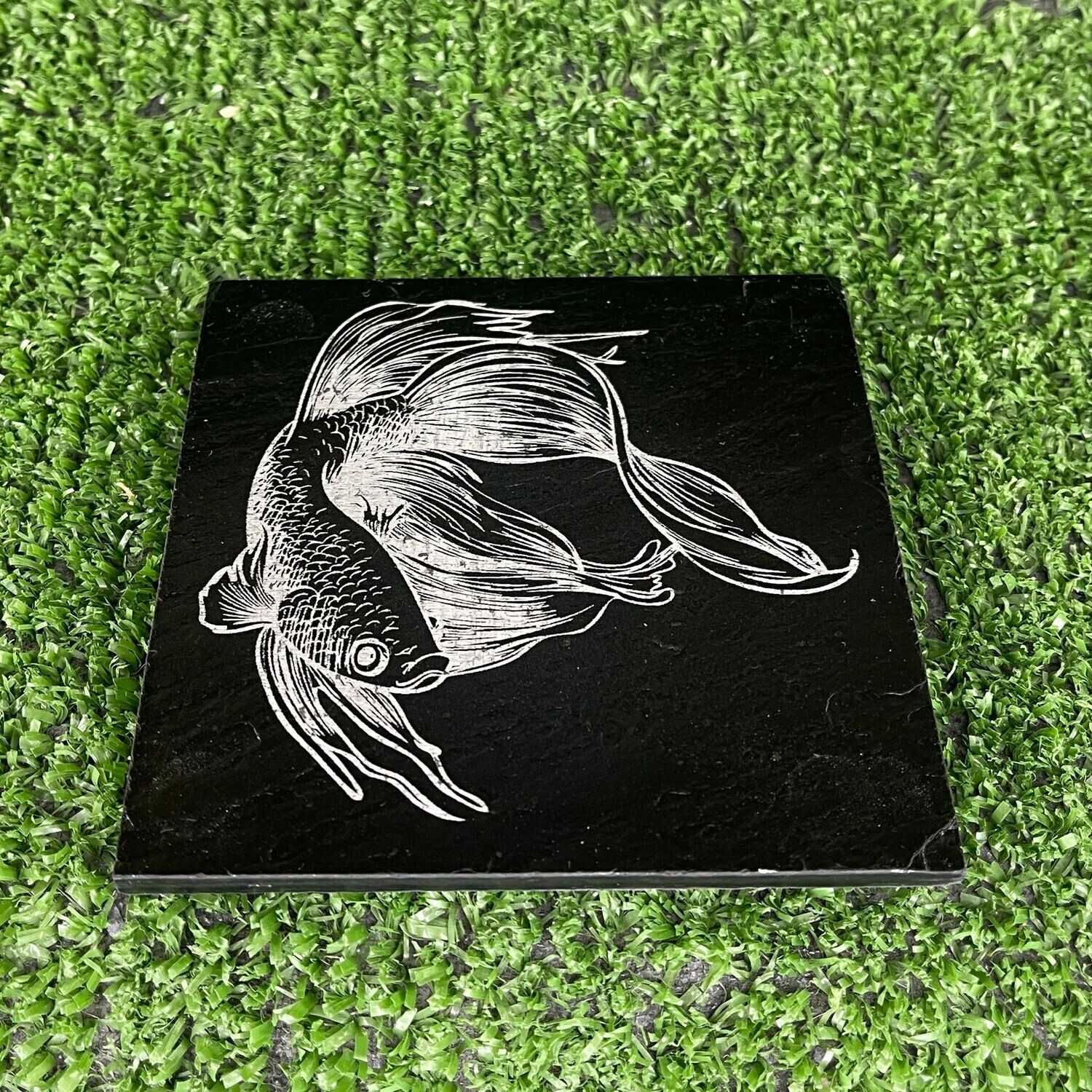 Siamese Fighter Fish Slate Coaster