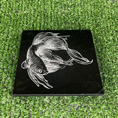 Siamese Fighter Fish Slate Coaster
