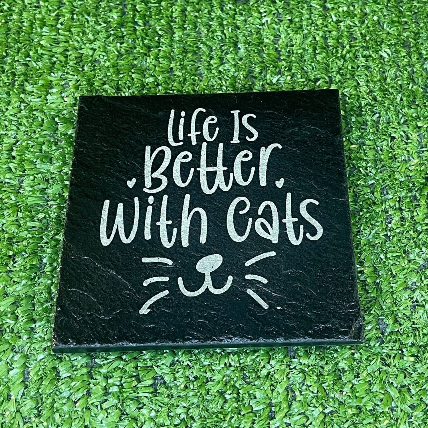 Better With Cats Slate Coaster
