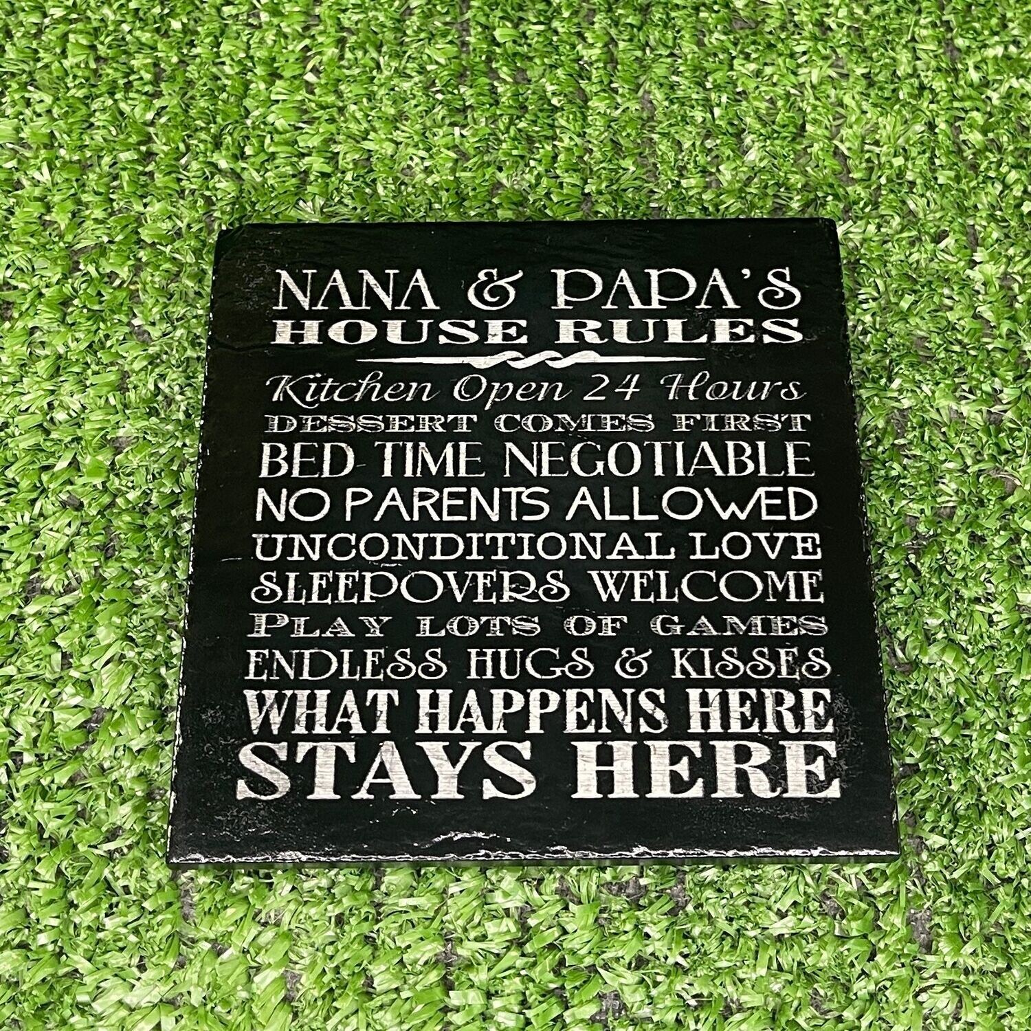 Nana & Papa Rules Slate Coaster