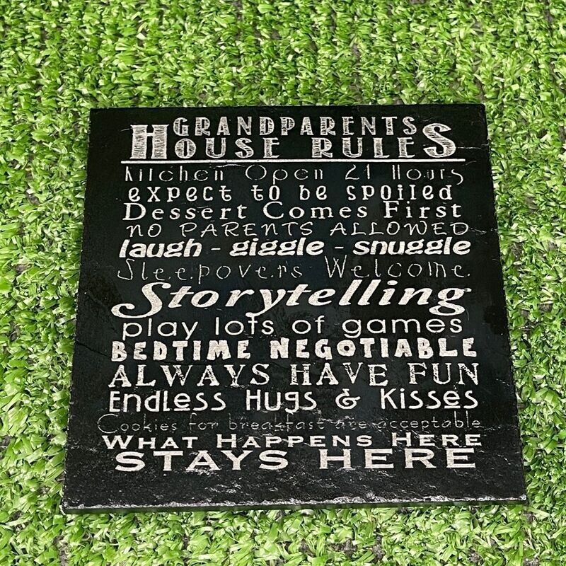 Grandparents Rules Slate Coaster