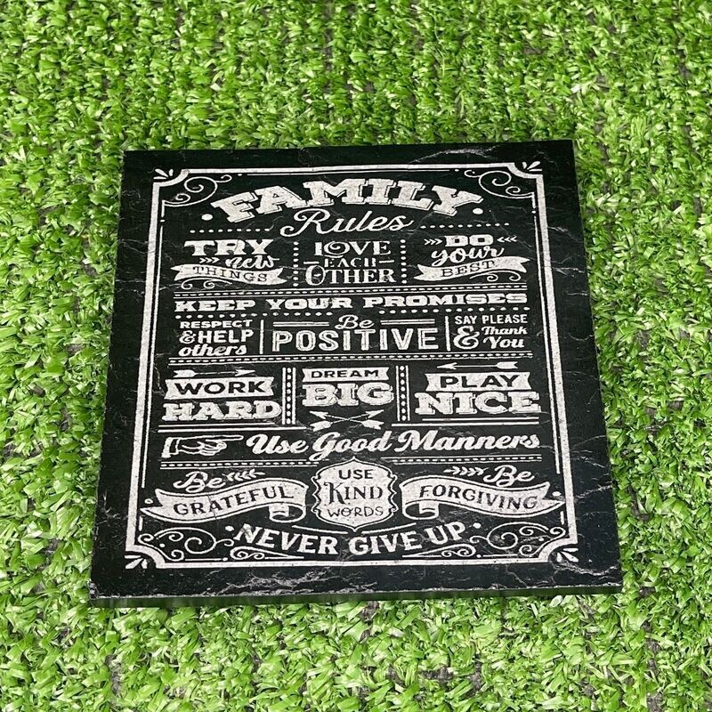 Family Rules Slate Coaster