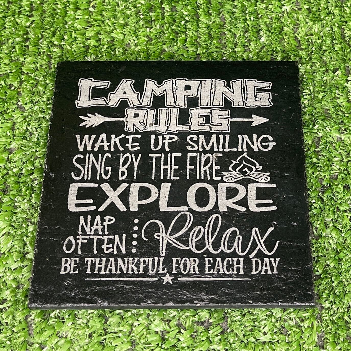 Camping Rules Slate Coaster 2
