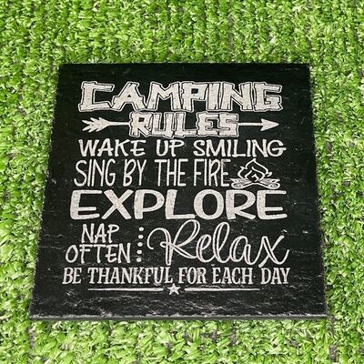 Camping Rules Slate Coaster 2 Camping Rules Slate Coaster 2