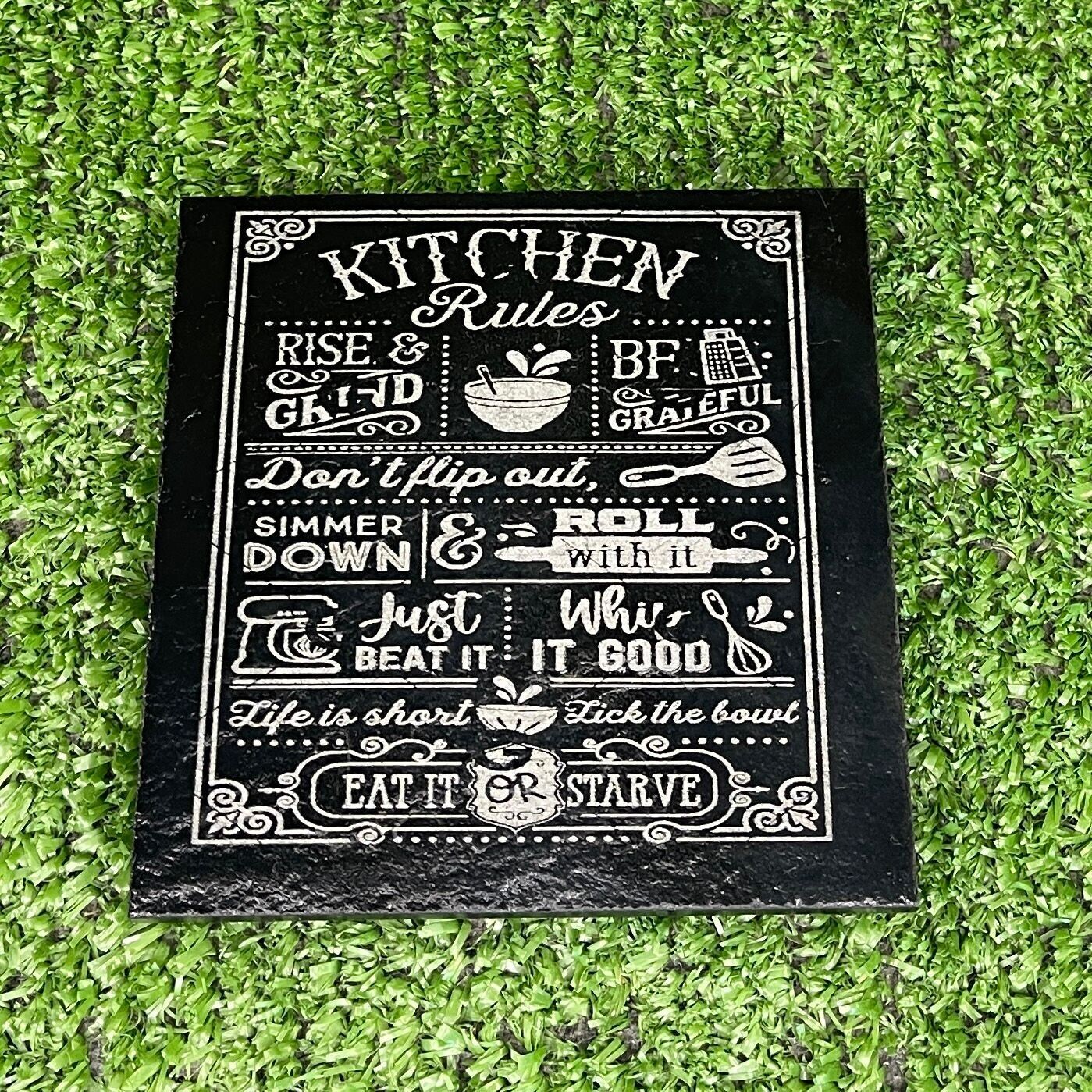 Kitchen Rules Slate Coaster
