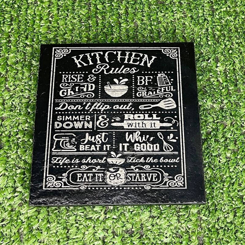 Kitchen Rules Slate Coaster