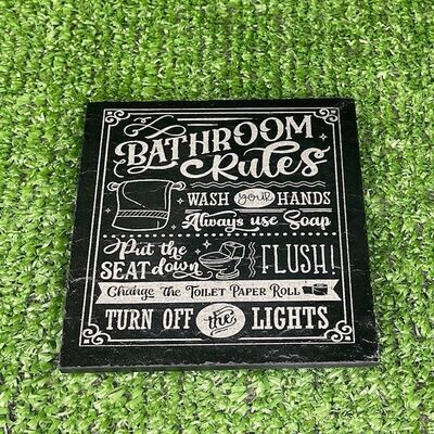 Bathroom Rules Slate Coaster Bathroom Rules Slate Coaster