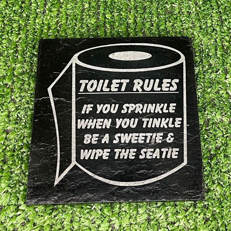 Toilet Roll Rules Slate Coaster