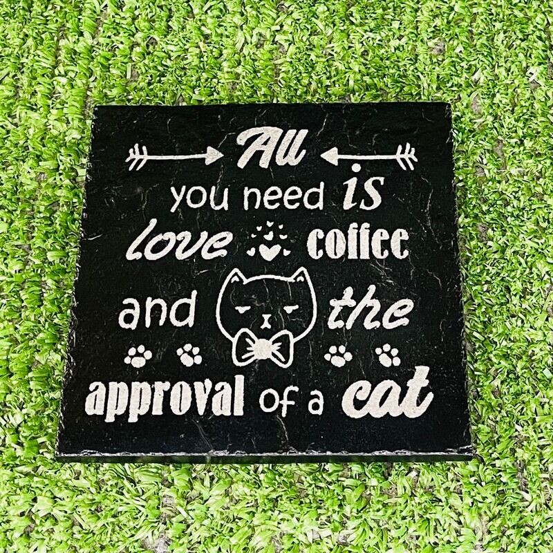 Love, Coffee, Cat Slate coaster