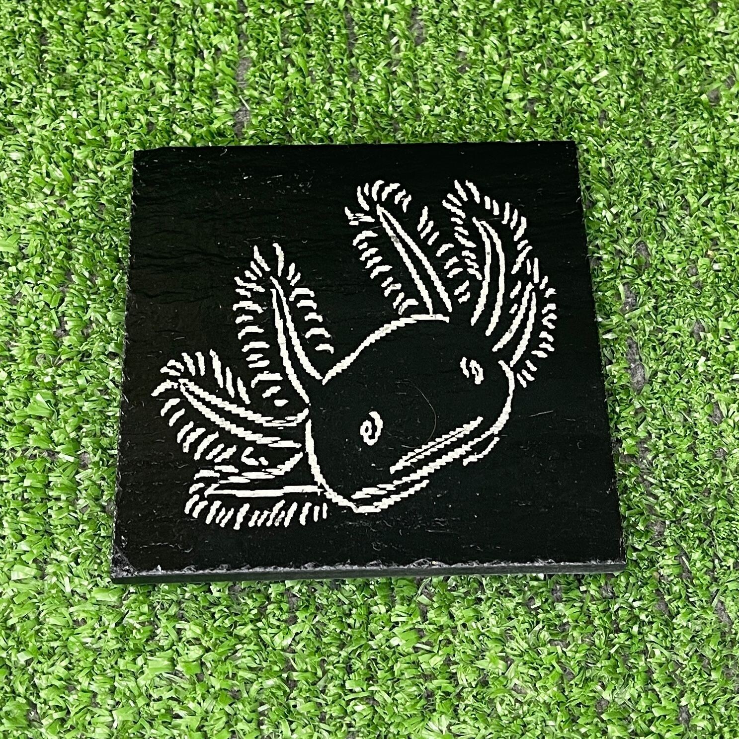 Axolotl Head Slate Coaster