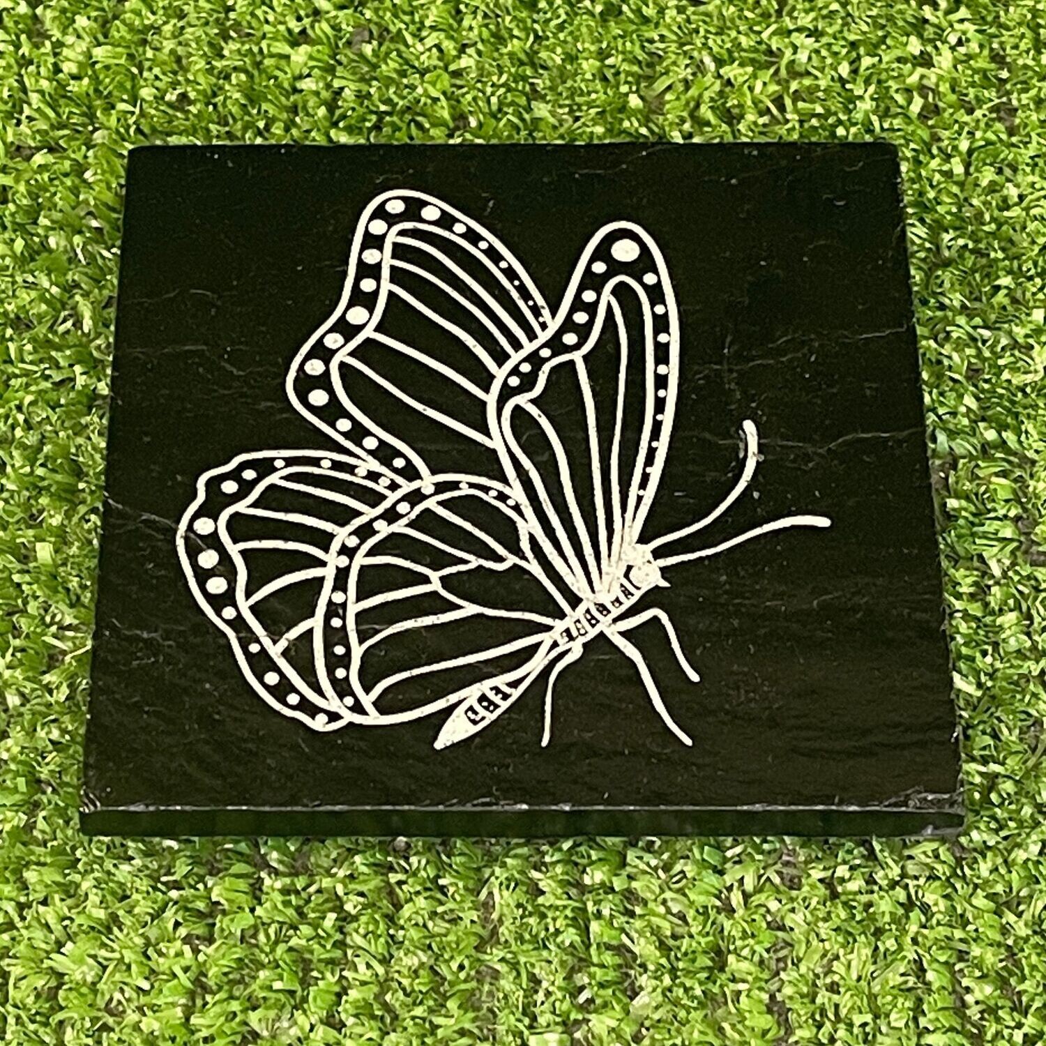 Butterfly Natural Slate Coaster