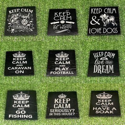 Keep Calm Slate Coasters