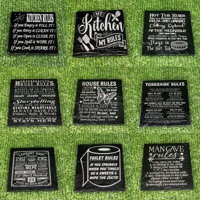 Fun "Rules" Slate Coasters