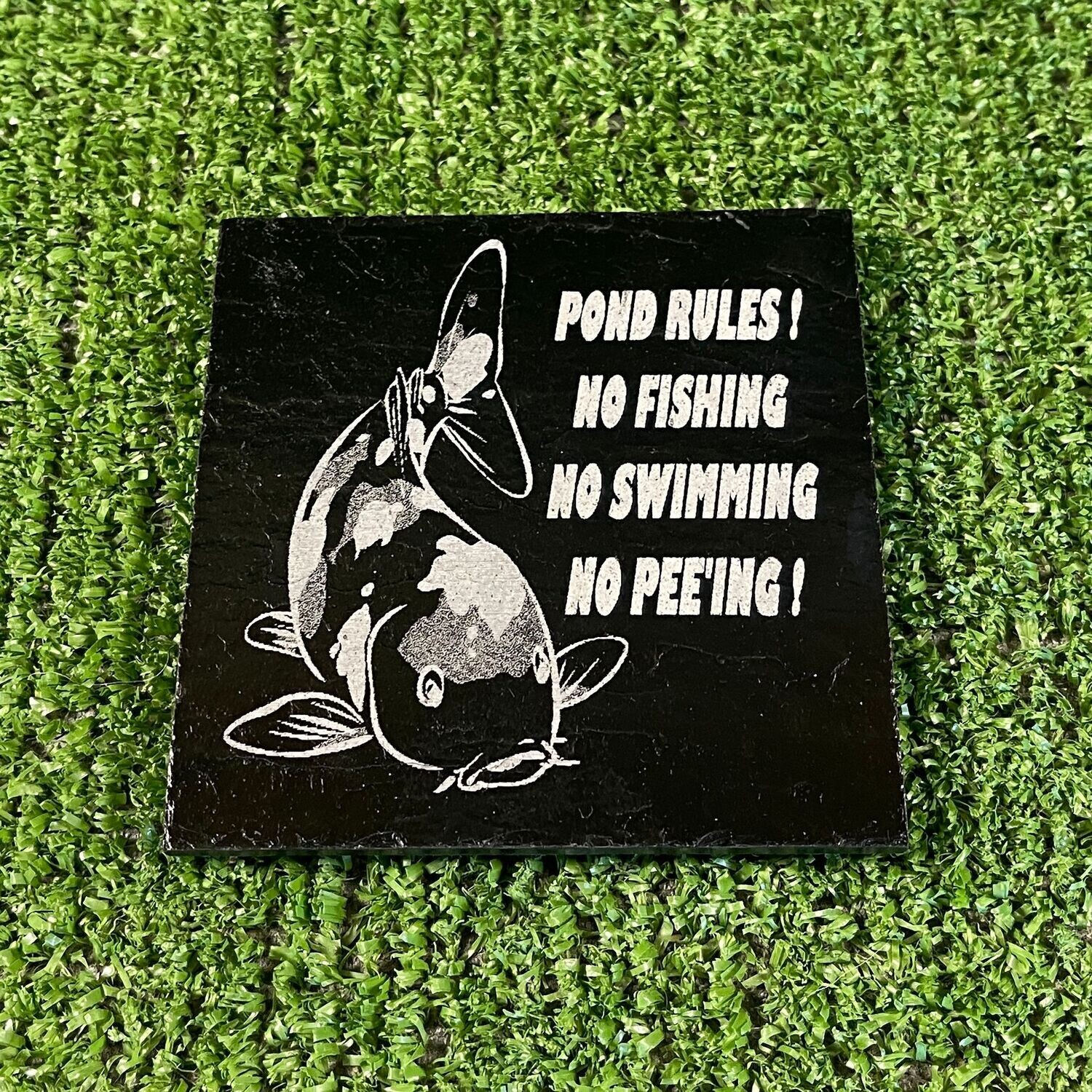 Pond Fish Koi Rules Slate Coaster