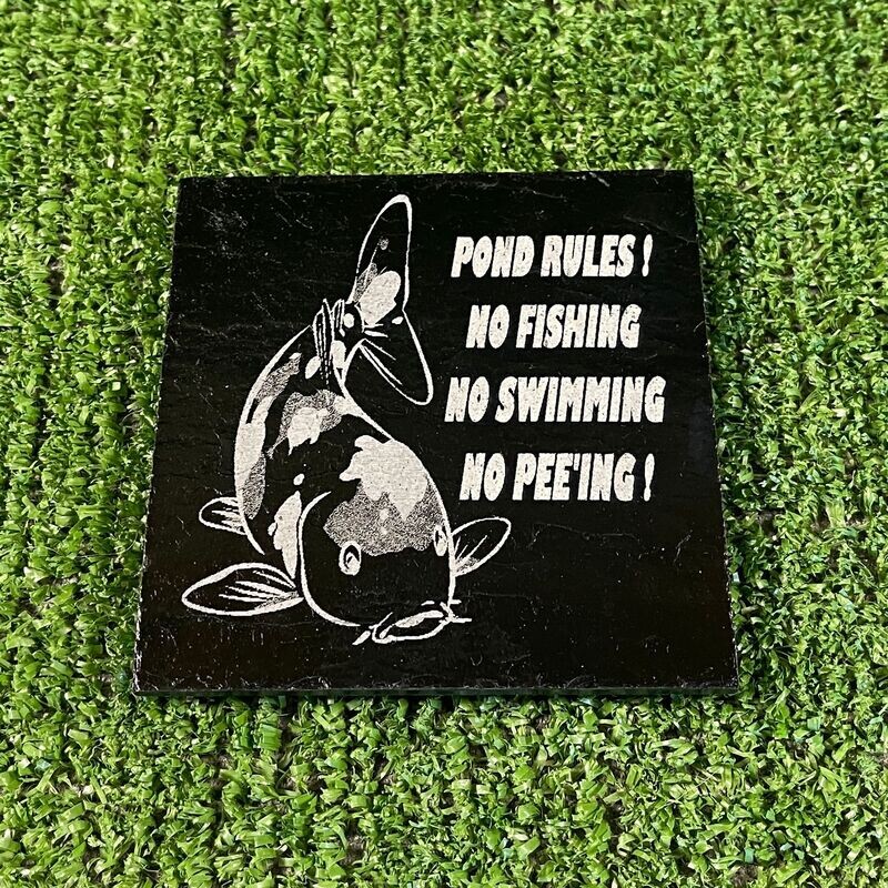 Pond Fish Koi Rules Slate Coaster