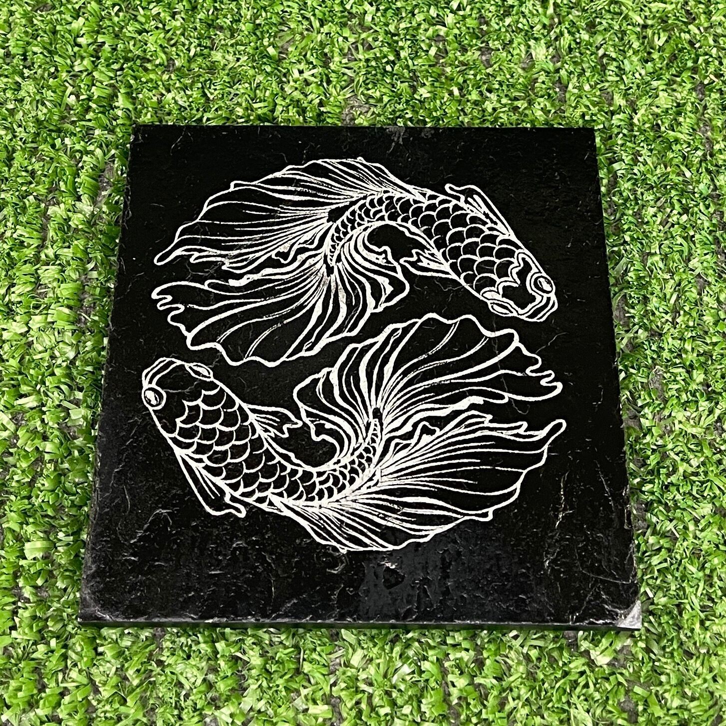 2 Hi-Fin Koi Fish Slate coaster