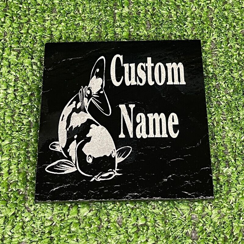 Koi Fish "Custom Name" Slate Coaster