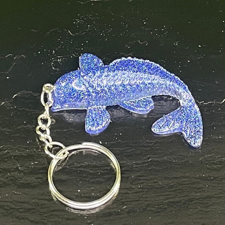 Koi Fish  Blue Sparkling Keyring