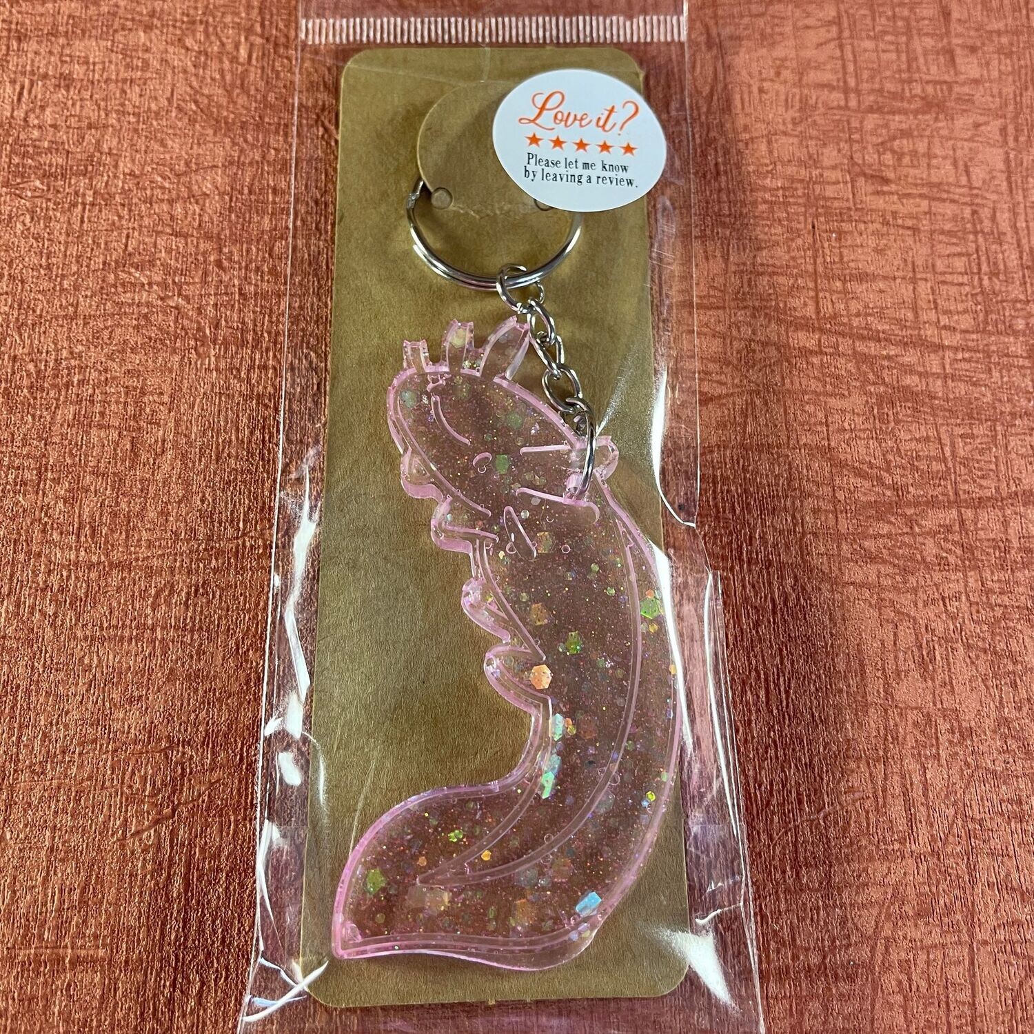 Axolotl Keyring Pink Clear