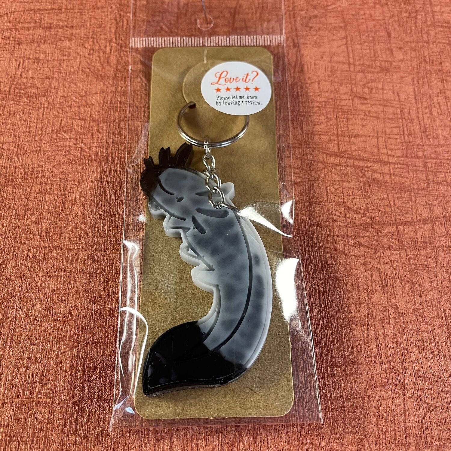 Axolotl Keyring, Black & White