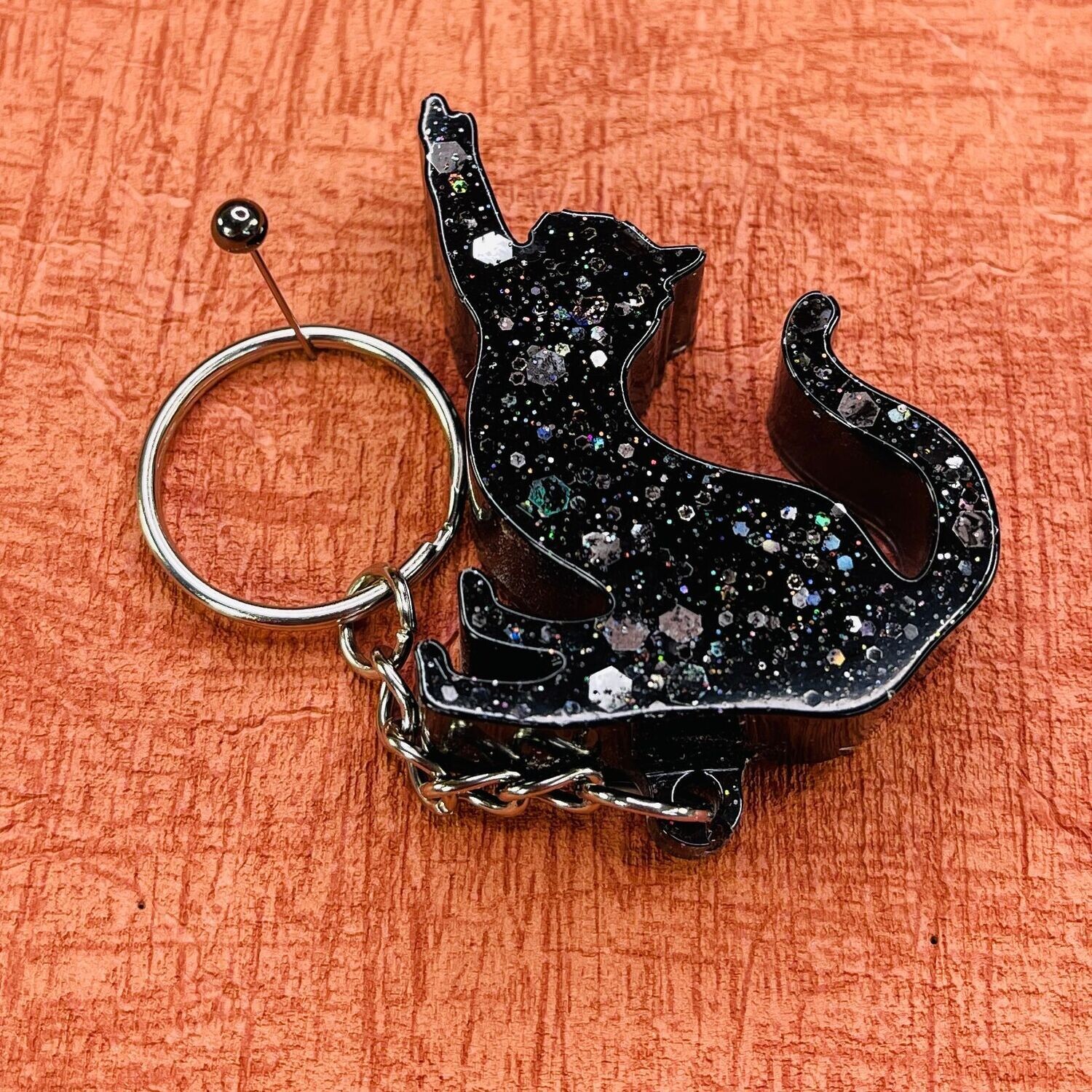 Cat Black Keyring