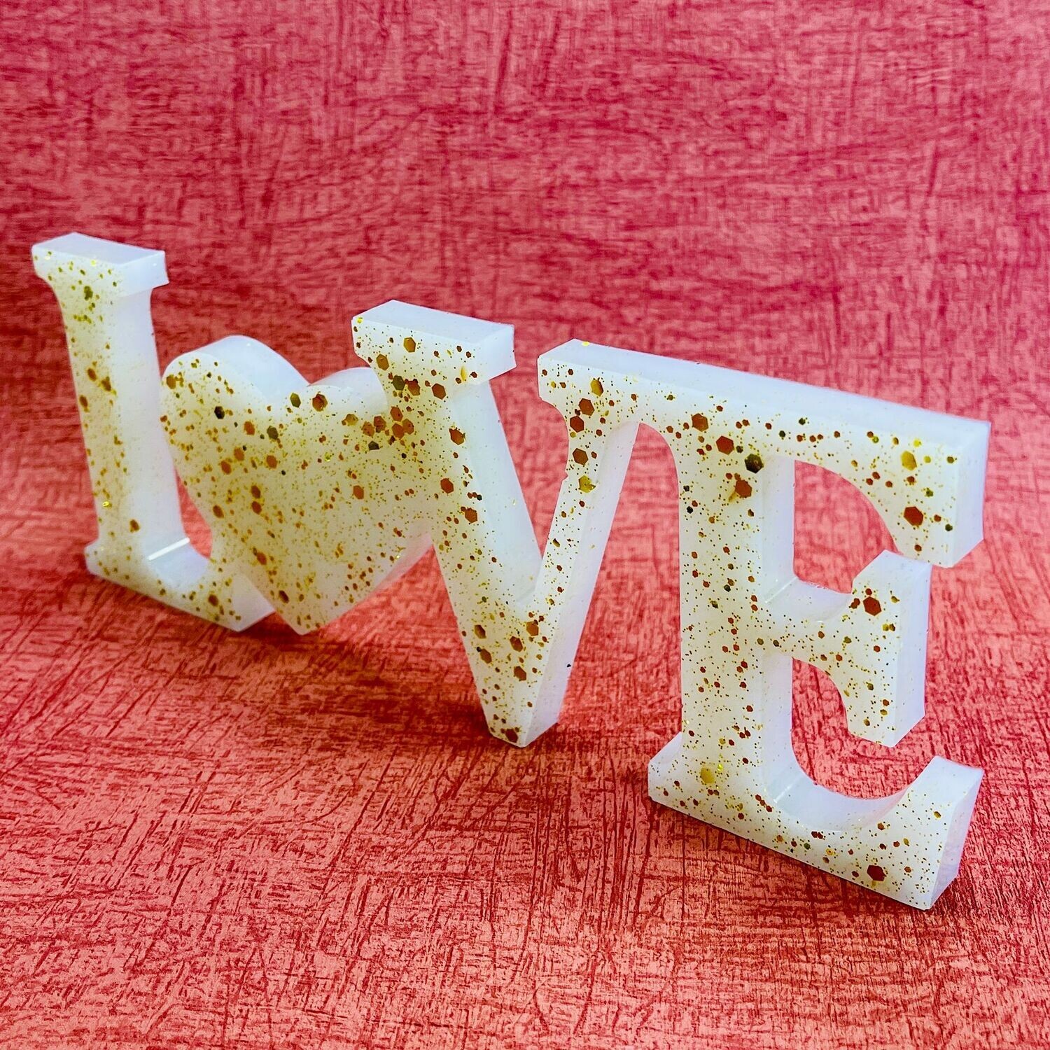 LOVE - White/Gold Glittered Home Sign